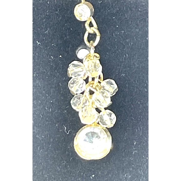 AVON signed Necklace Double Strand Chain Crystal Dangles Gold Tone Sparkle Bling - Picture 6 of 16